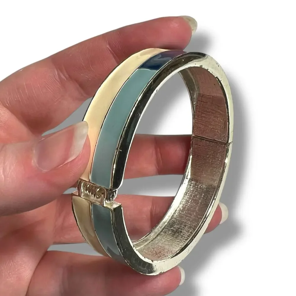 Womens Bangle Cuff Bracelet Fashion Jewelry Blue Cream Silver